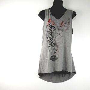 ❤️ Plus Size 1x Harley-Davidson Asymmetrical Gray Tank tunic Top